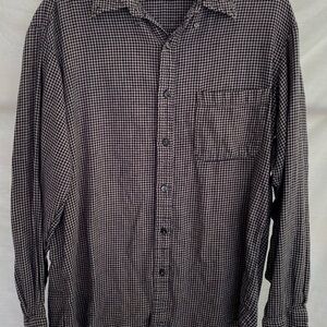 John Ashford Black and Gray Casual Houndstooth Flannel Grunge Punk Shirt